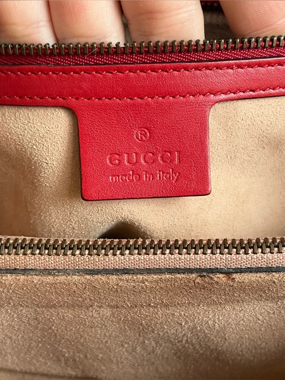 GUCCI Red Marmont GG Disco Red Satchel Tote + Dustbag - Picture 10 of 11